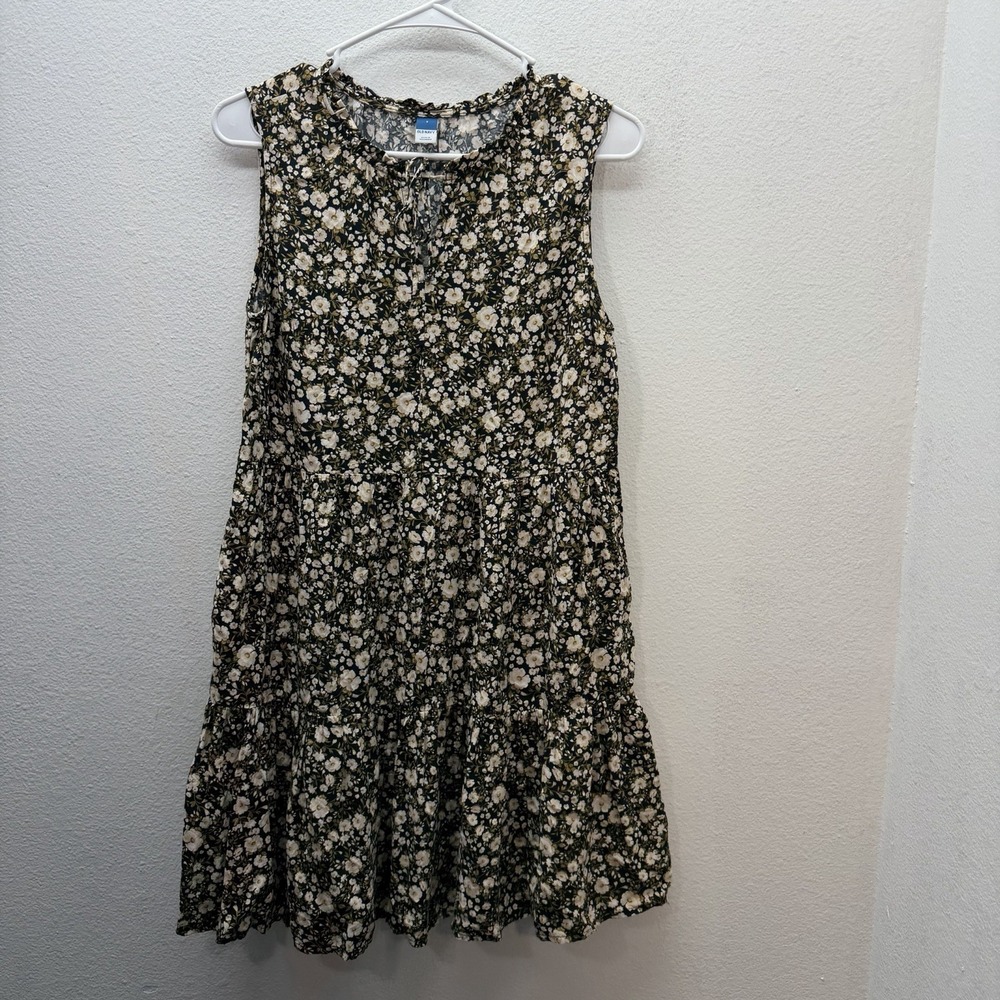 Old Navy Sundress Womens S Brown Floral Tank Keyhole Cottagecore Tiered Mini